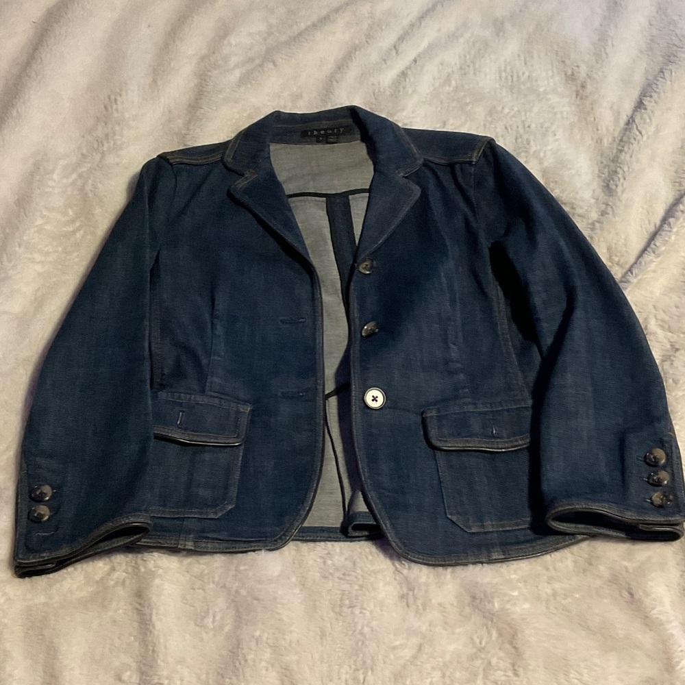 Theory Dark Blue Denim Jean Jacket
